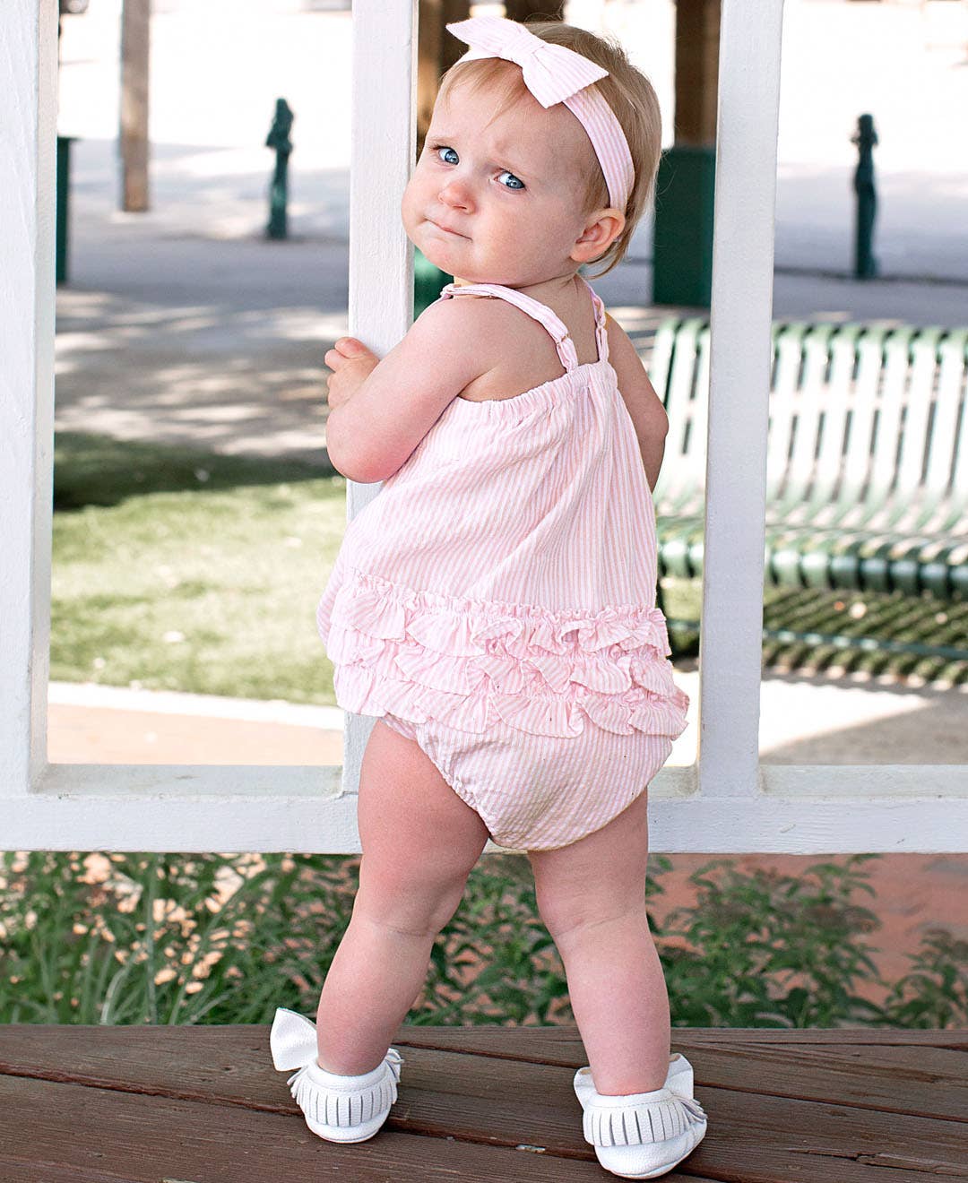 Baby Girls Pink Bow Bubble