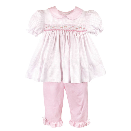 Pink Dot Smocked Set