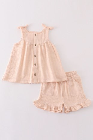 Apricot Muslin Bow Set