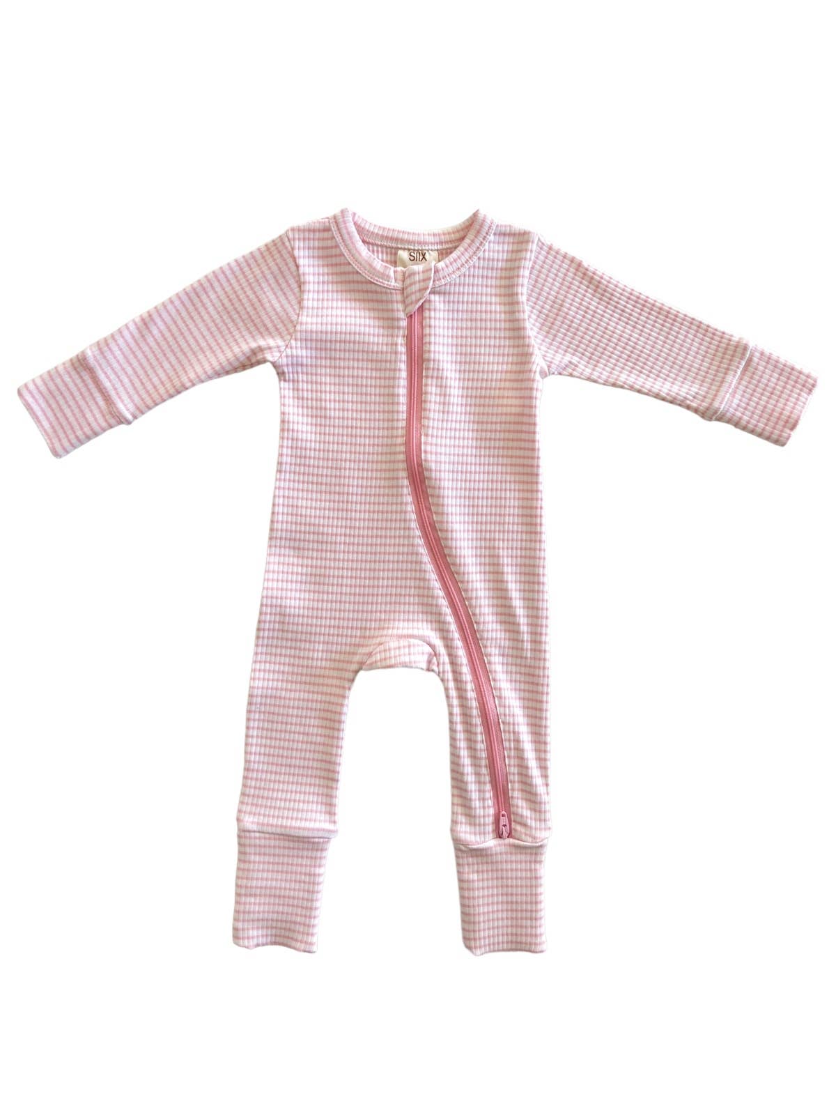 Organic Pink Stripe 2-Way Zip Romper