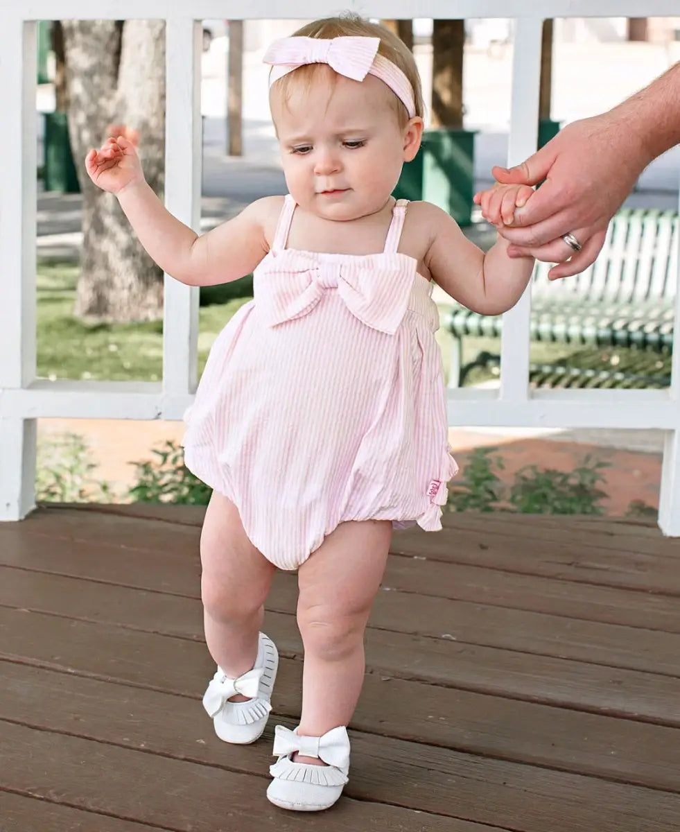 Baby Girls Pink Bow Bubble