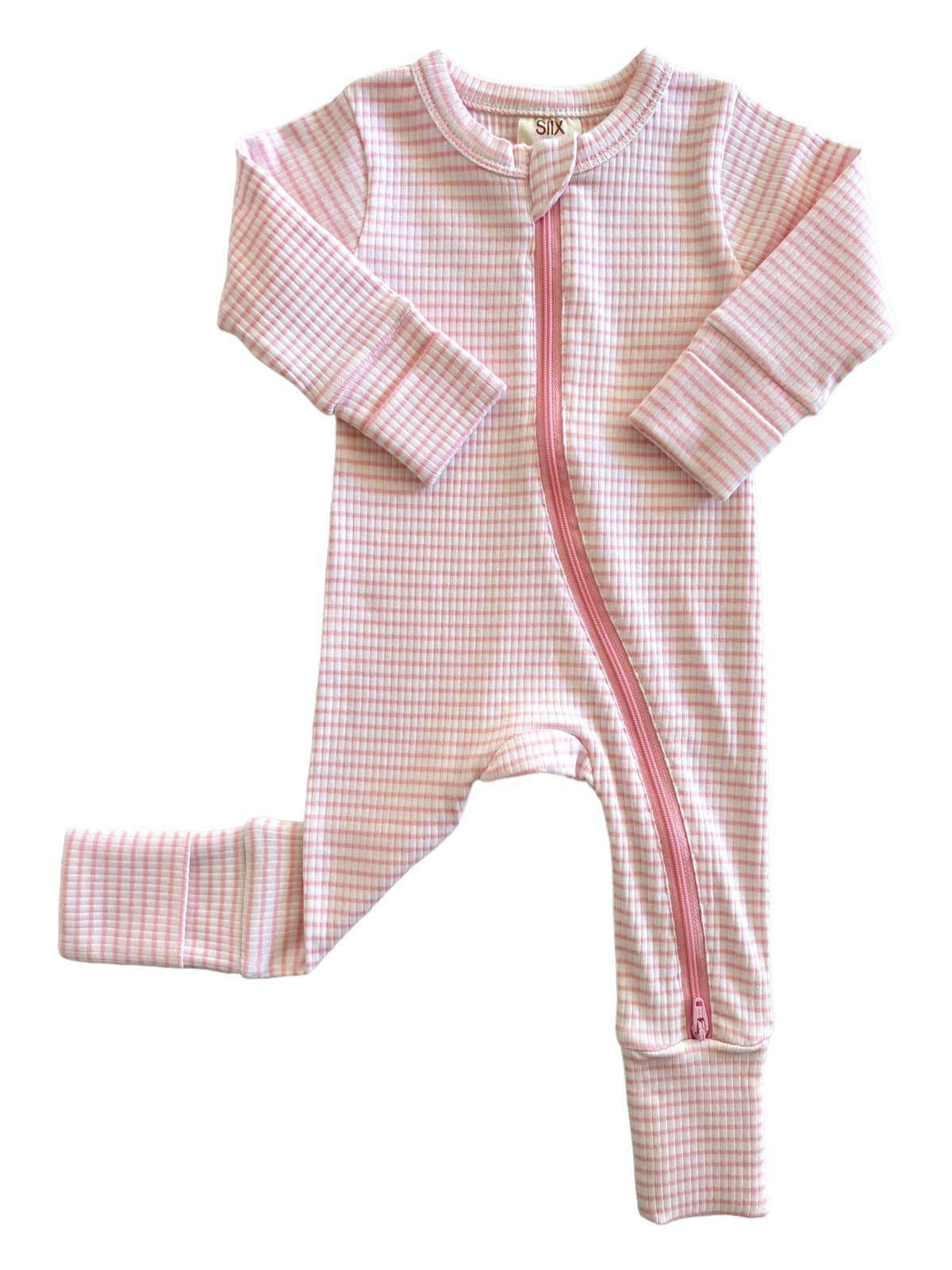Organic Pink Stripe 2-Way Zip Romper
