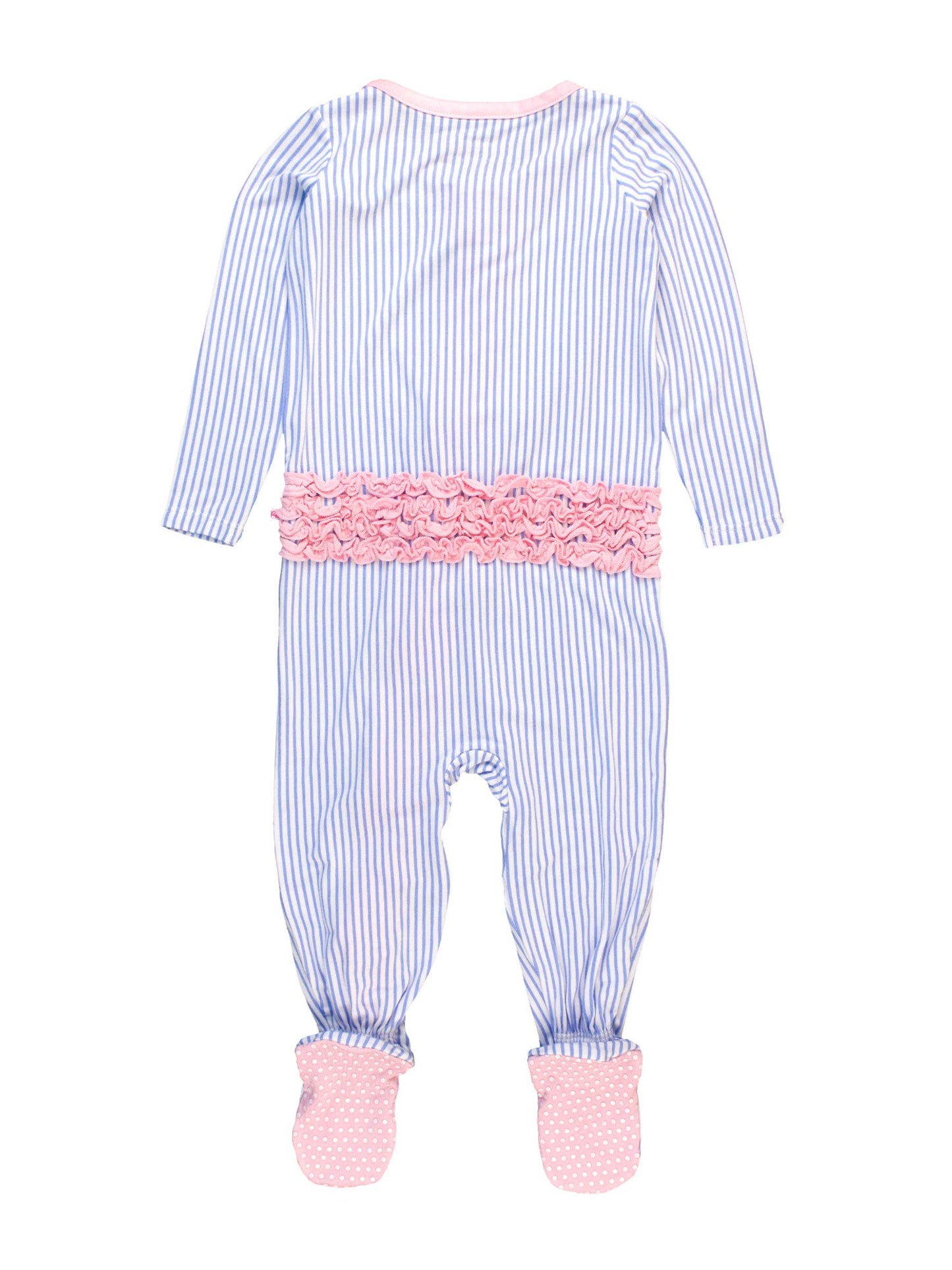 Girls Striped Ruffled Footie