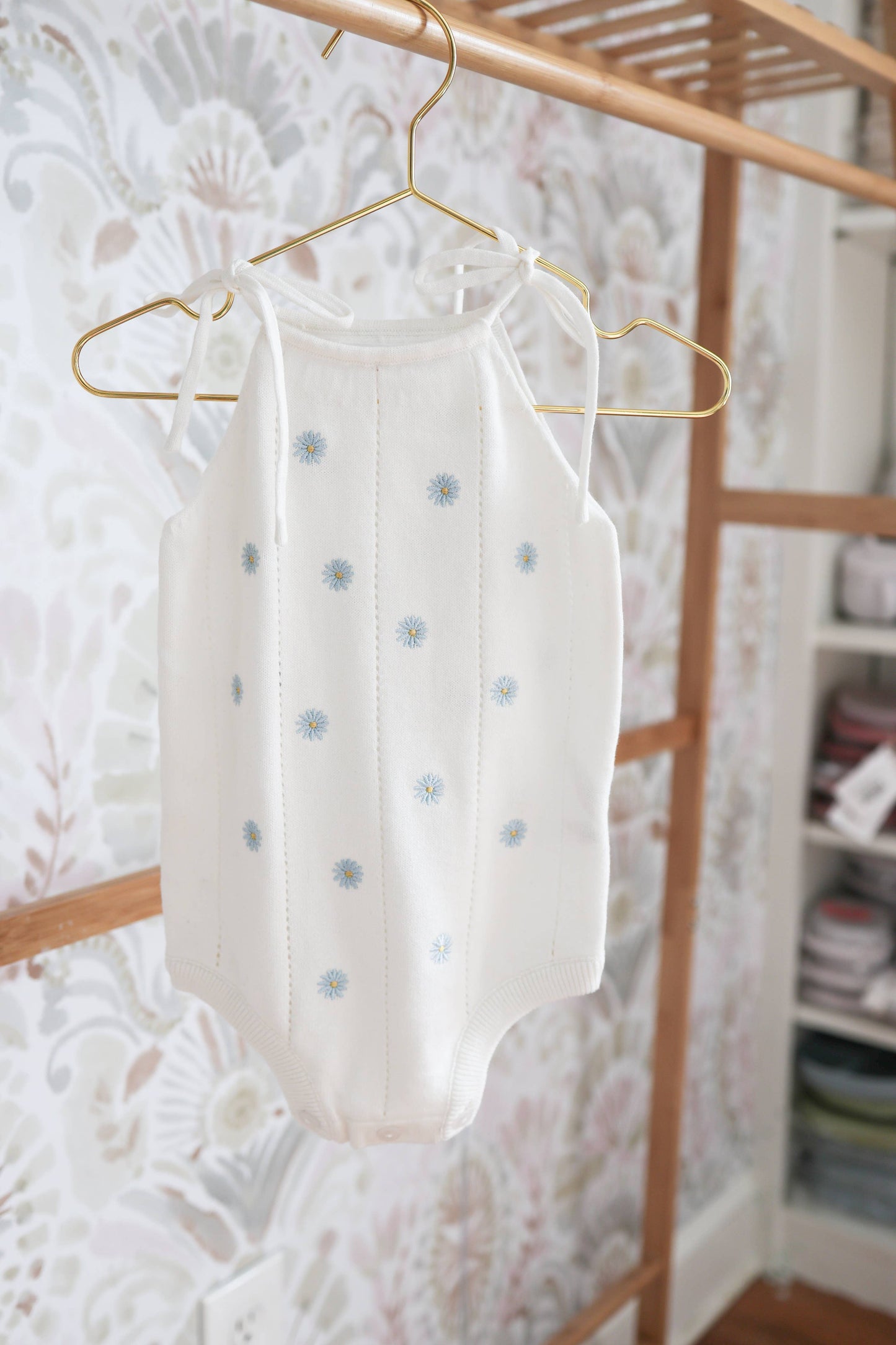 Blue Daisy Knit Onesie