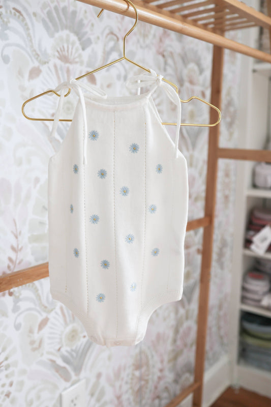 Blue Daisy Knit Onesie