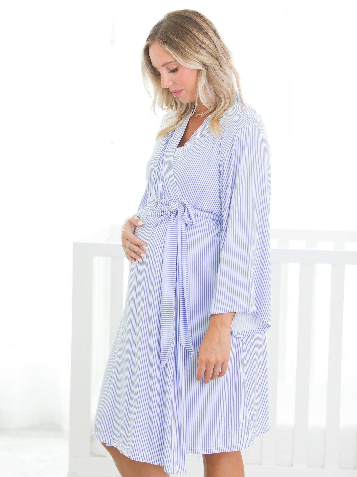 Women's Striped Maternity Robe
