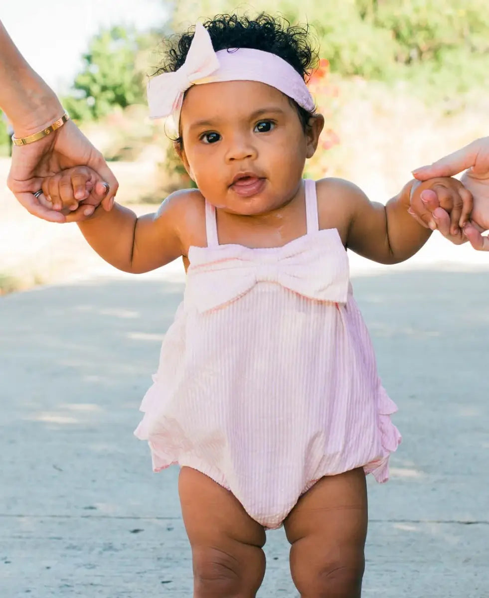 Baby Girls Pink Bow Bubble