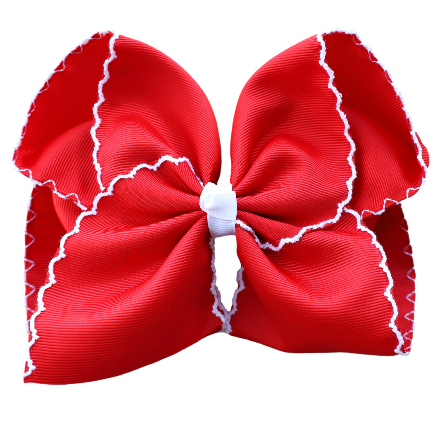 Red and White Scalloped Bow