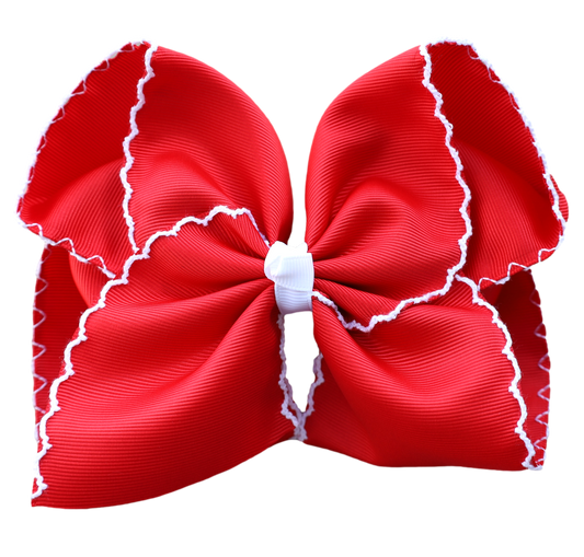 Red and White Scalloped Bow