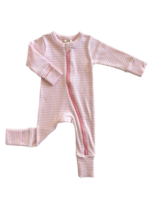 Organic Pink Stripe 2-Way Zip Romper